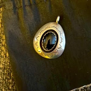 Black onyx native American shadowbox pendent